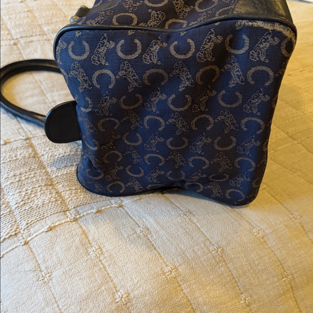 Celine Blue and Gold Monogram Sachel Bag - Picture 5 of 7